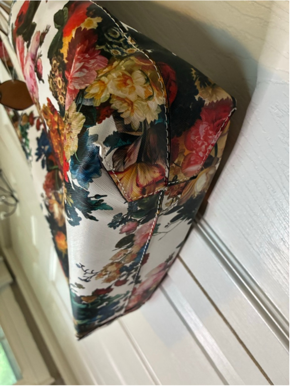 Women's Unbranded Floral Print Tote Bag One Size White Multi-color - Picture 3 of 4